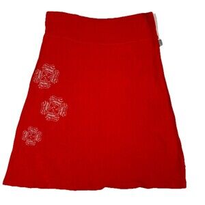 Message Factory Red Graphic Skirt M Bamboo Organic Cotton Stretch Made in Canada